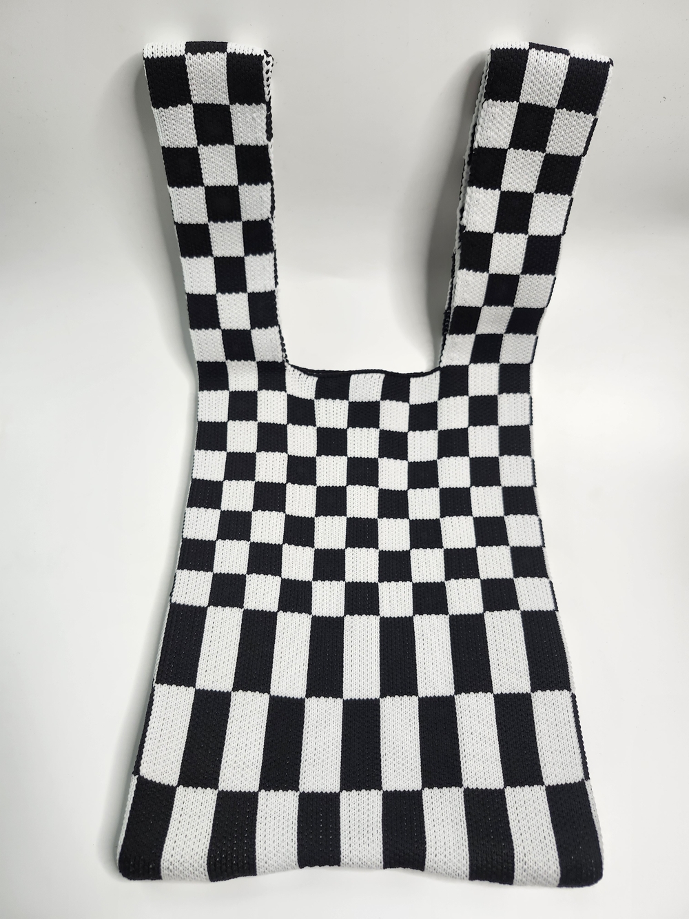 Tote Bag Black & White Checker Knit - Picture 3 of 5